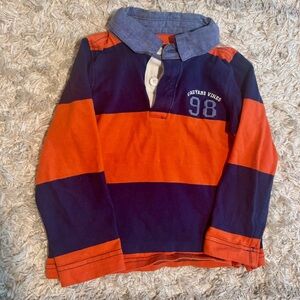 Orange and Blue Striped Kids Rugby Polo Shirt